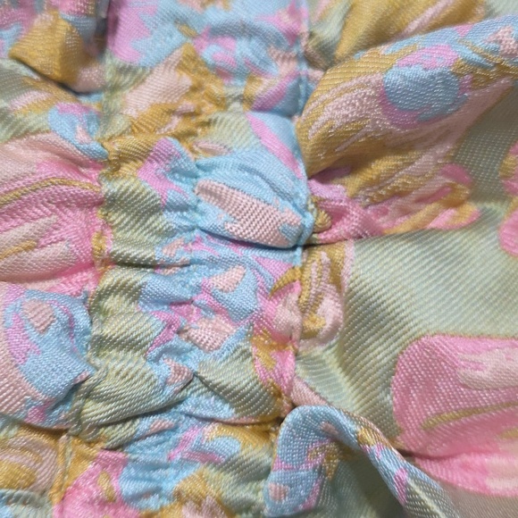 NWT Buddy Love Women's Dress Pastel Floral Brocadish Ruffly Plunging Party Sz M - Picture 6 of 15